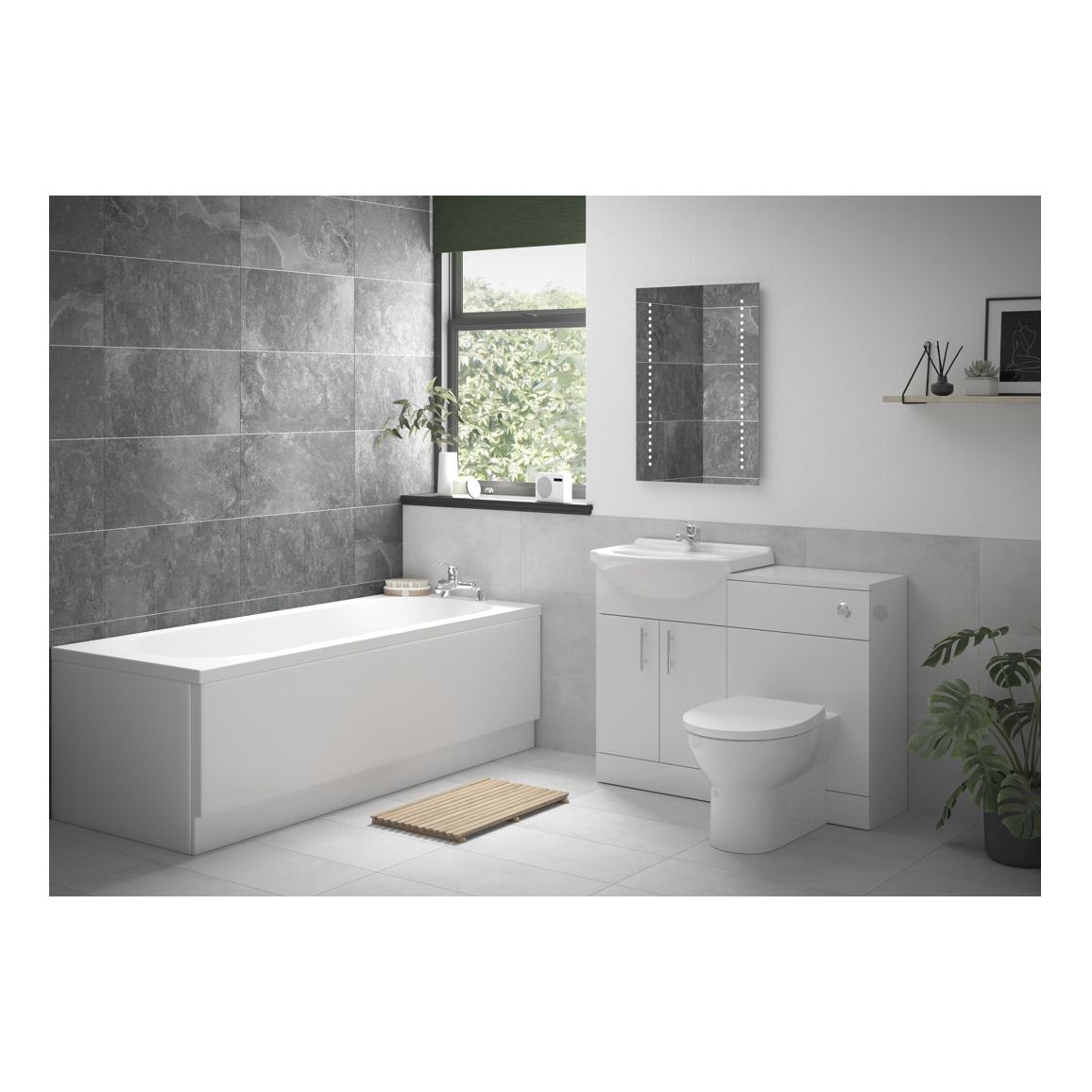 Aspen Full Suite with Rimless BTW WC & Single End Bath