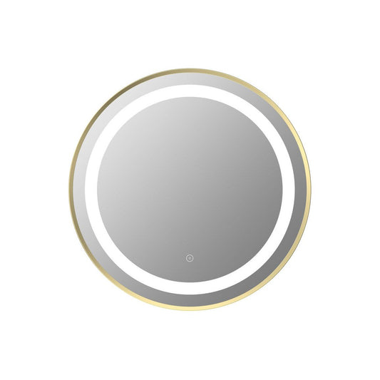 Rhine 600mm Round Front-Lit LED Mirror - Brushed Brass