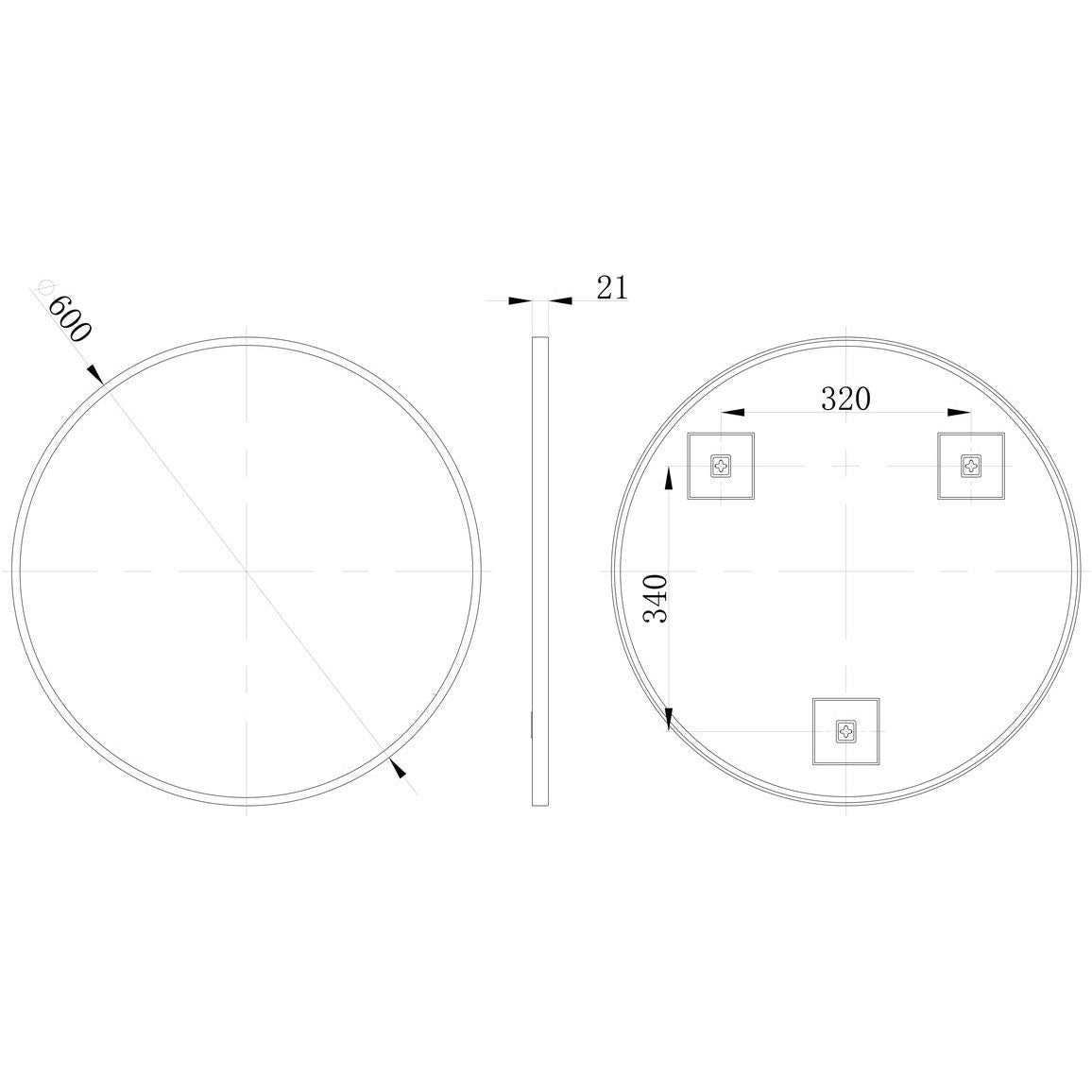 Miroir rond Sangha 600 mm - Noir mat