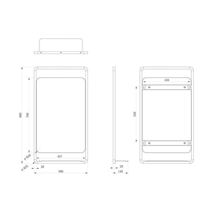 Tennesse 500mm Rectangle Mirror w/Shelf