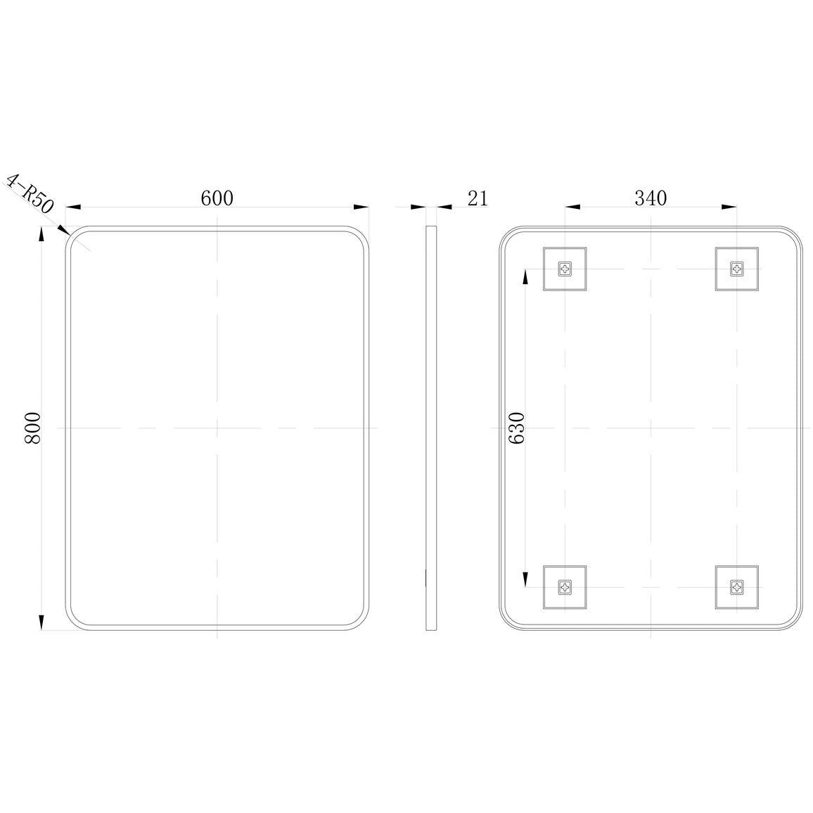 Espejo rectangular Sangha de 600x800 mm - Negro mate