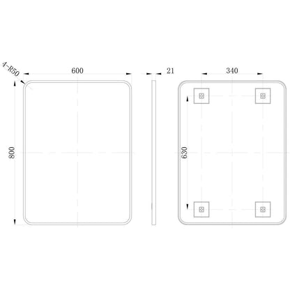 Espejo rectangular Sangha de 600x800 mm - Negro mate