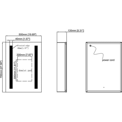 Sakura 500mm 1 Door Front-Lit LED Mirror Cabinet