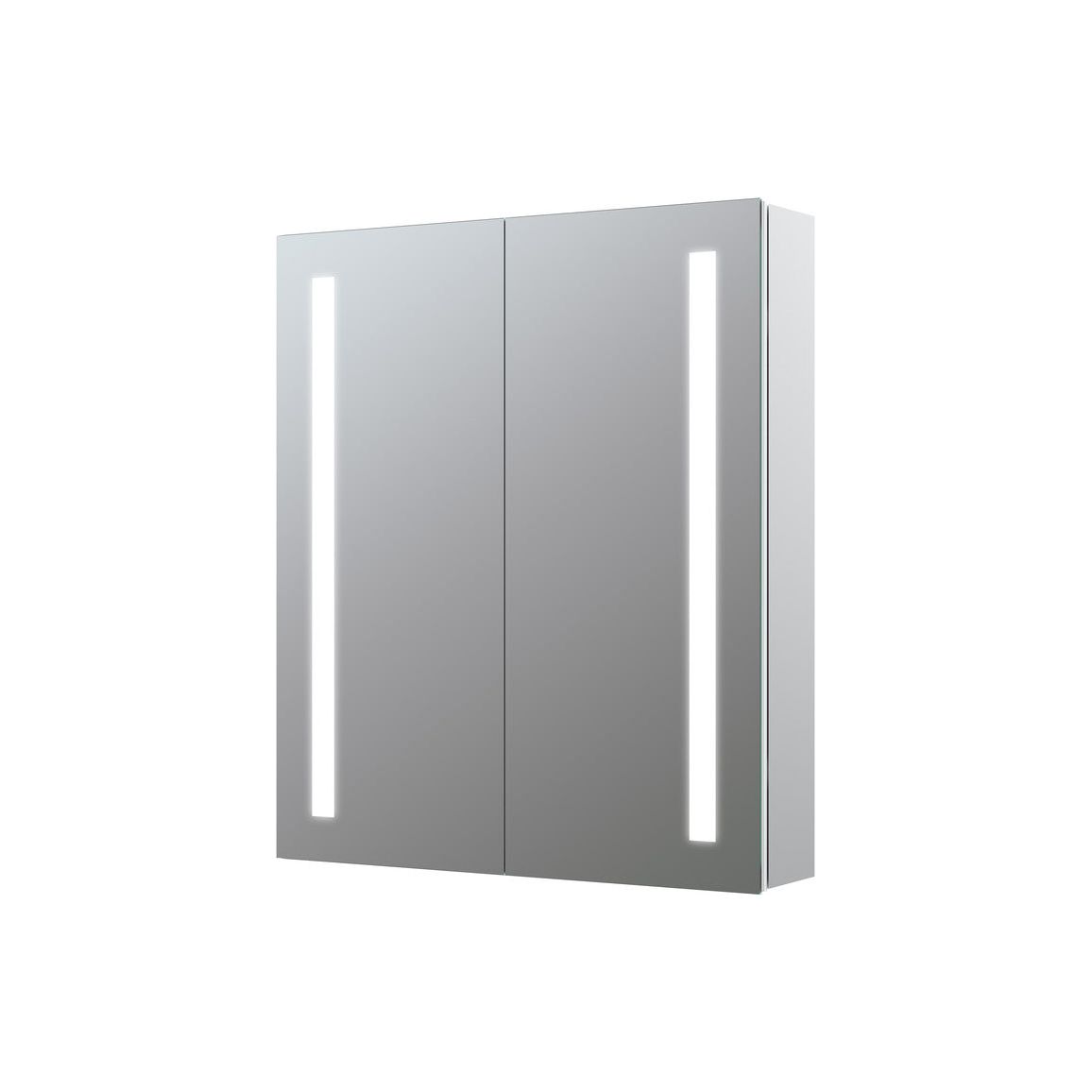 Armoire à miroir LED à éclairage frontal, 2 portes, 600 mm, Volga 