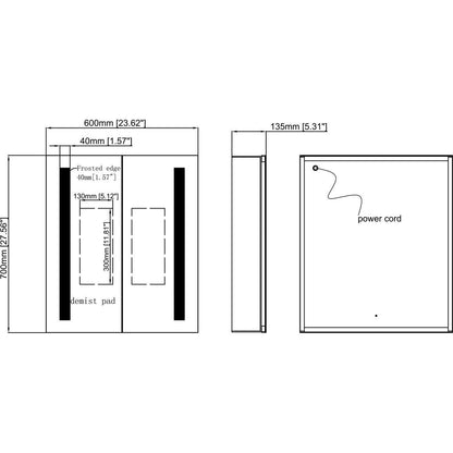 Volga 600mm 2 Door Front-Lit LED Mirror Cabinet