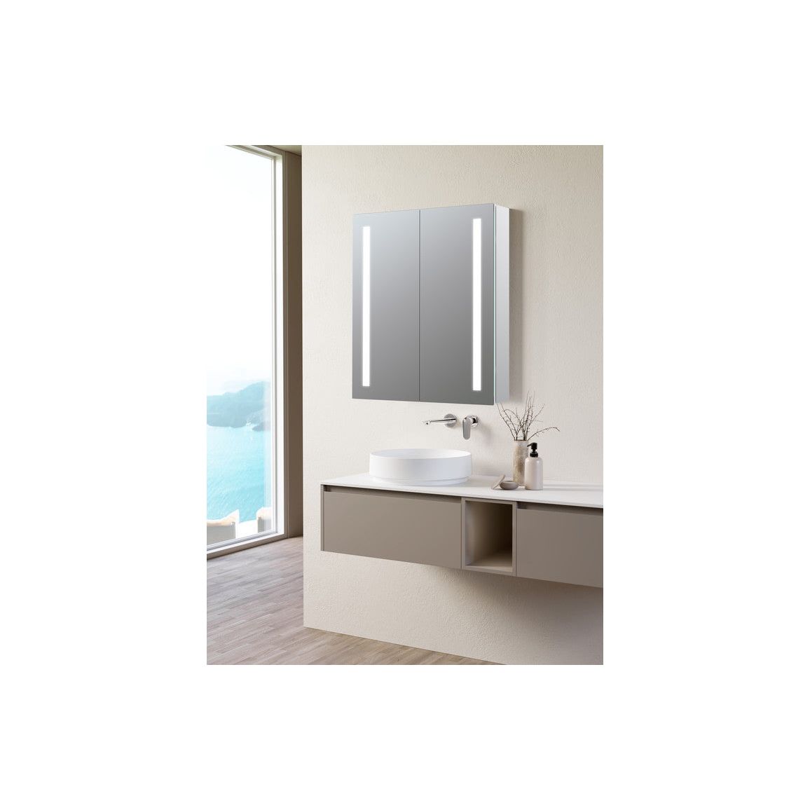 Volga 600mm 2 Door Front-Lit LED Mirror Cabinet