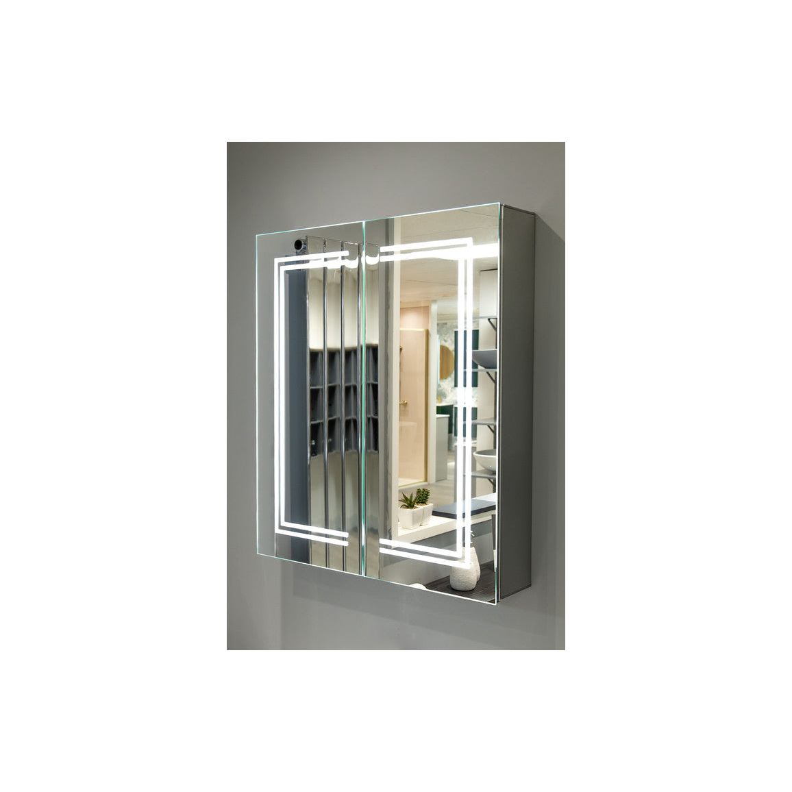 Armoire à miroir LED à éclairage frontal Sirakoro 600 mm, 2 portes 