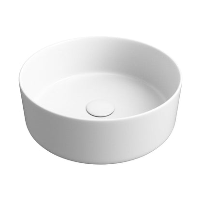 Nanka 355mm Ceramic Round Washbowl & Waste - Matt White