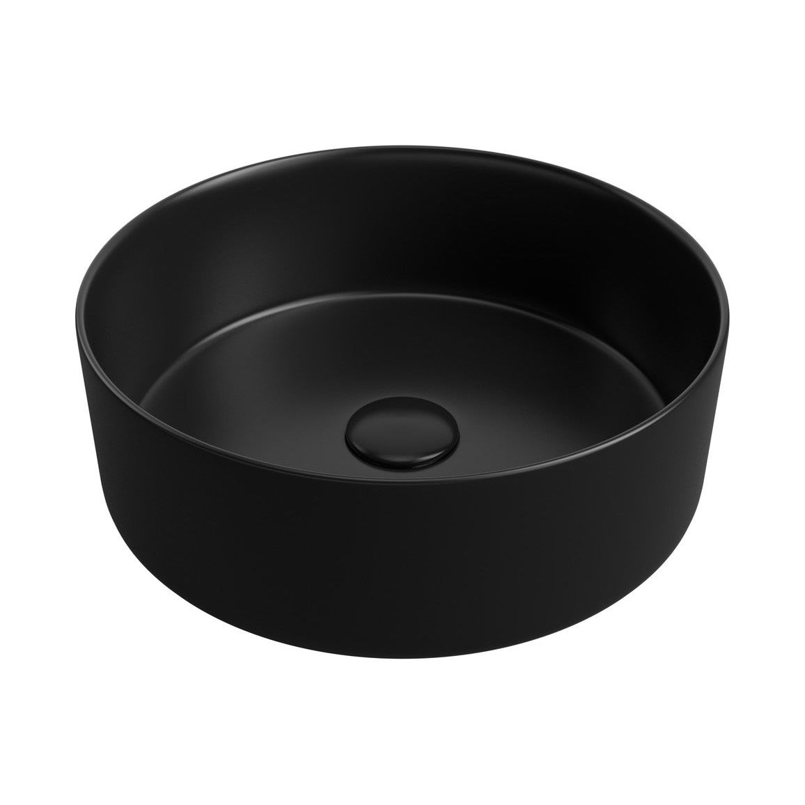 Nanka 355mm Ceramic Round Washbowl & Waste - Matt Black