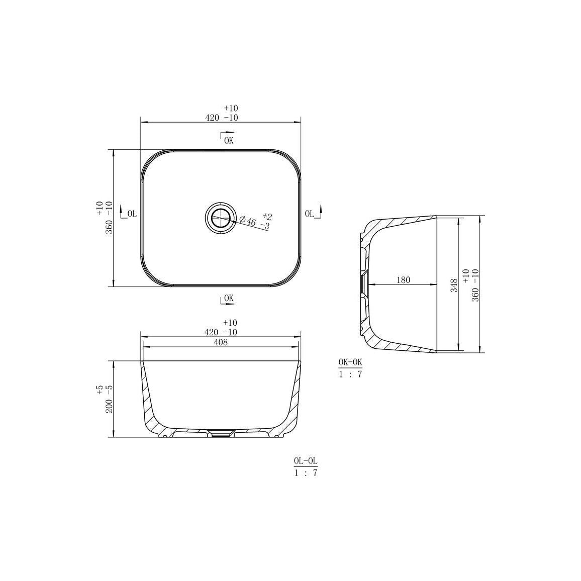 Lavabo profond 420 mm Ezira