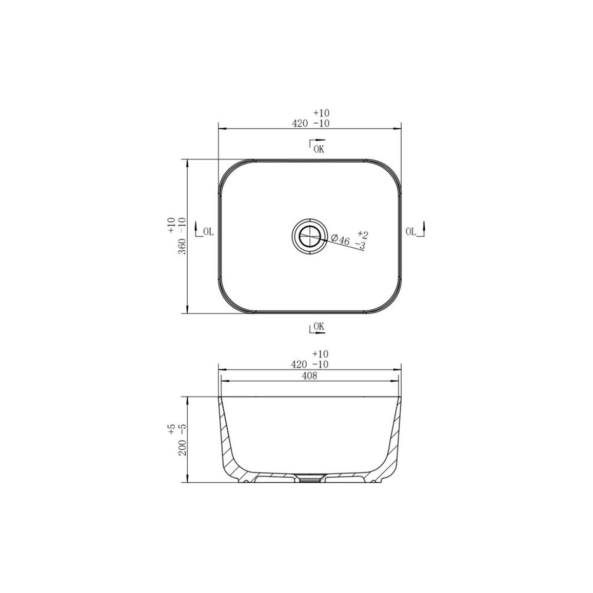 Lavabo profond 420 mm Ezira