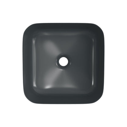 Nanka 400mm Ceramic Square Washbowl & Waste - Matt Black