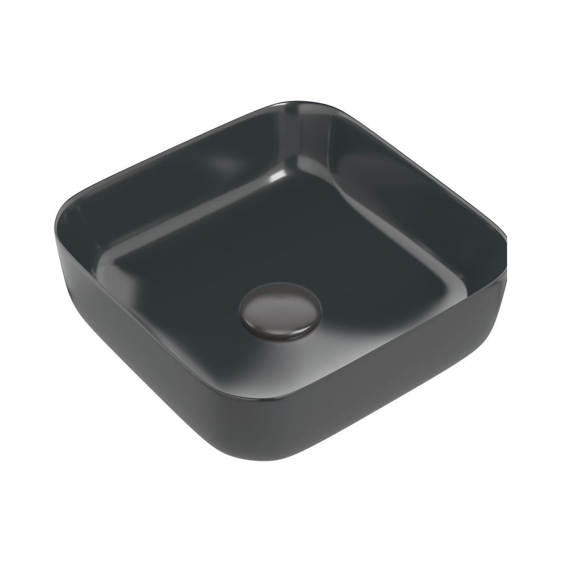 Lavabo et vidage carrés en céramique Nanka 400 mm - Noir mat