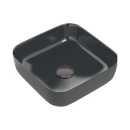 Nanka 400mm Ceramic Square Washbowl & Waste - Matt Black