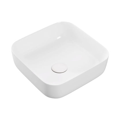 Nanka 400mm Ceramic Square Washbowl & Waste - Matt White