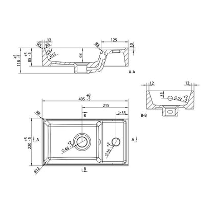 Mueble para lavabo y lavabo Bateba de 410 mm con 1 puerta y suelo - Roble