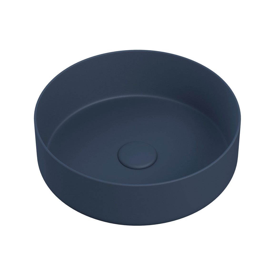 Lavabo et vidage ronds en céramique Nanka 355 mm - Bleu profond mat