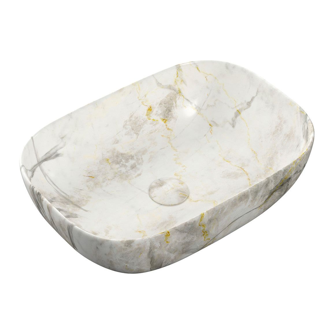 Miller 460x330mm Ceramic Washbowl - White Marble Effect