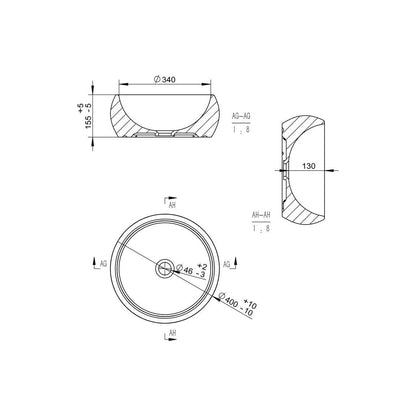 Lavabo Newi de cerámica de 400 mm - Efecto piedra