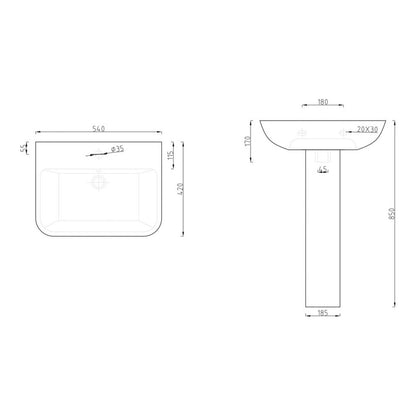 Pepple 1TH Basin & Full Pedestal