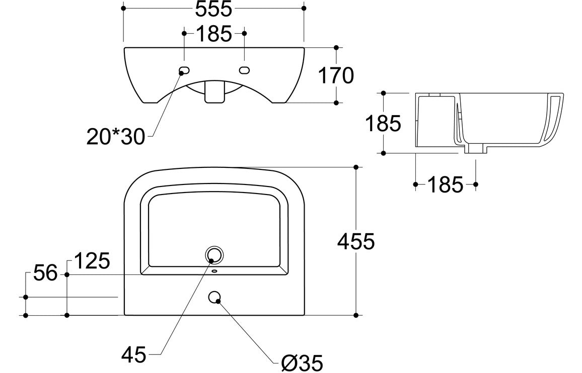 Awka 450x320mm 1TH Cloakroom Basin & Bottle Trap