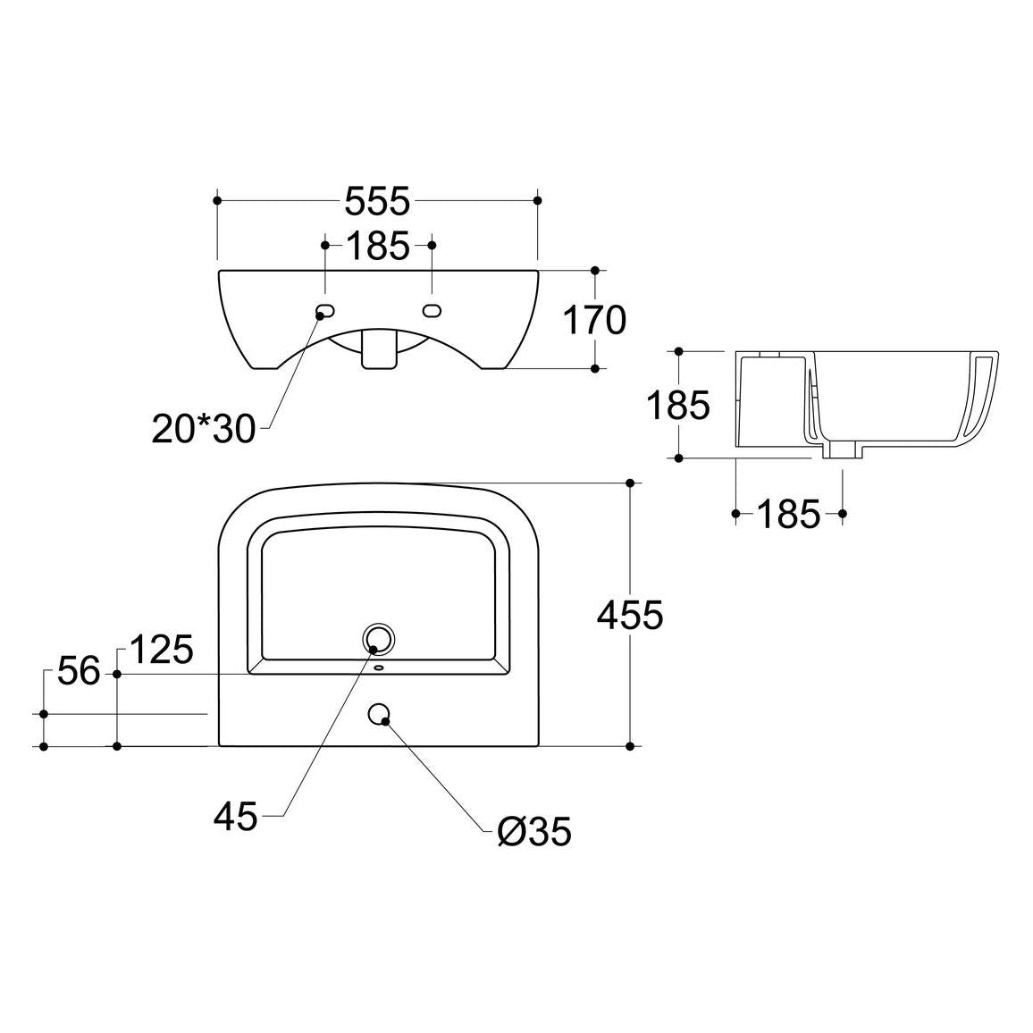 Awka 450x320mm 1TH Lavabo de vestiaire et siphon à bouteilles en laiton brossé