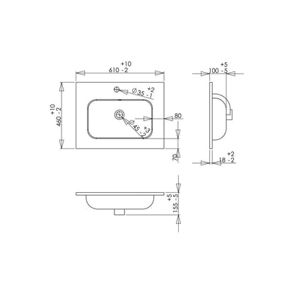 Meuble Lavabo et Lavabo à 2 Portes à Poser au Sol Glen 615 mm - Bleu Profond Mat