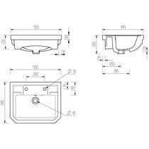 Bonny 550x450mm 2TH Semi Recessed Basin