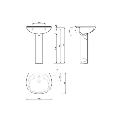 Pepple 573x460mm 2ème lavabo et socle complet