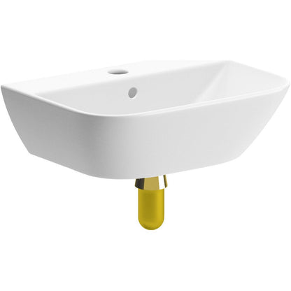 Awka 450x320mm 1TH Cloakroom Basin & Brushed Brass Bottle Trap