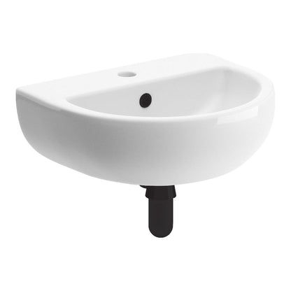 Opobo 450x400mm 1TH Cloakroom Basin & Black Bottle Trap