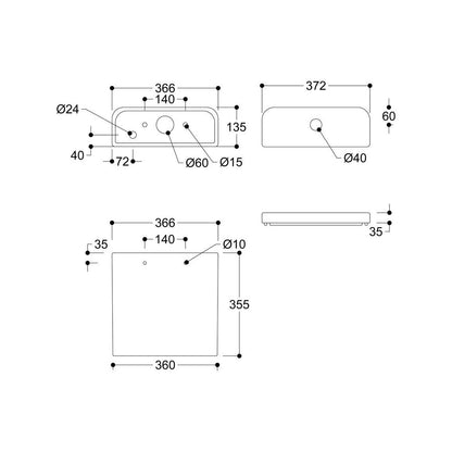 Awka Short Projection Close Coupled Open Back WC & Slim Soft Close Seat