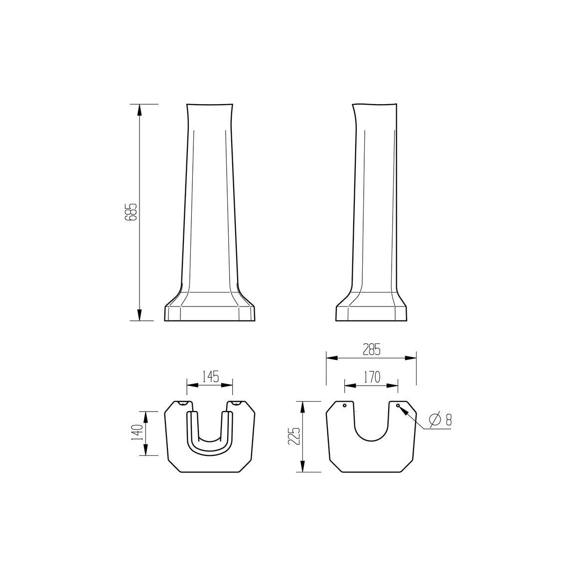 Bonny 600x500mm 1TH Basin & Full Pedestal