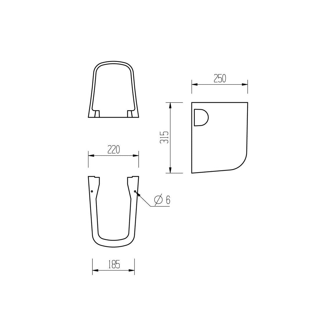 Alor 555x430mm 1TH Lavabo y Semi Pedestal