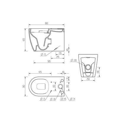 Alor Rimless Close Coupled Fully Shrouded WC & Soft Close Seat