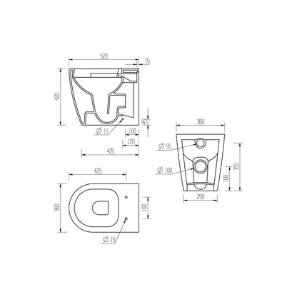 Alor Rimless Back To Wall WC & Soft Close Seat