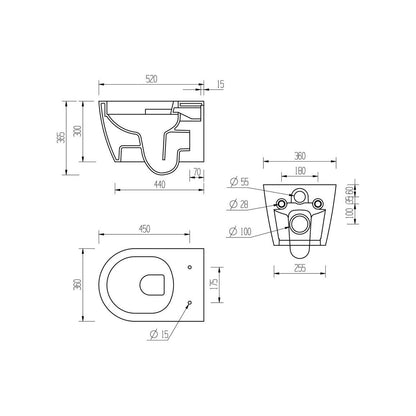 Alor Rimless Wall Hung WC & Soft Close Seat