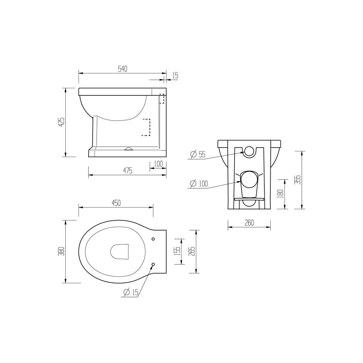 Bonny Back To Wall WC & Grey Ash Soft Close Seat