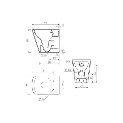 Henshaw Rimless Back To Wall Comfort Height WC & Soft Close Seat