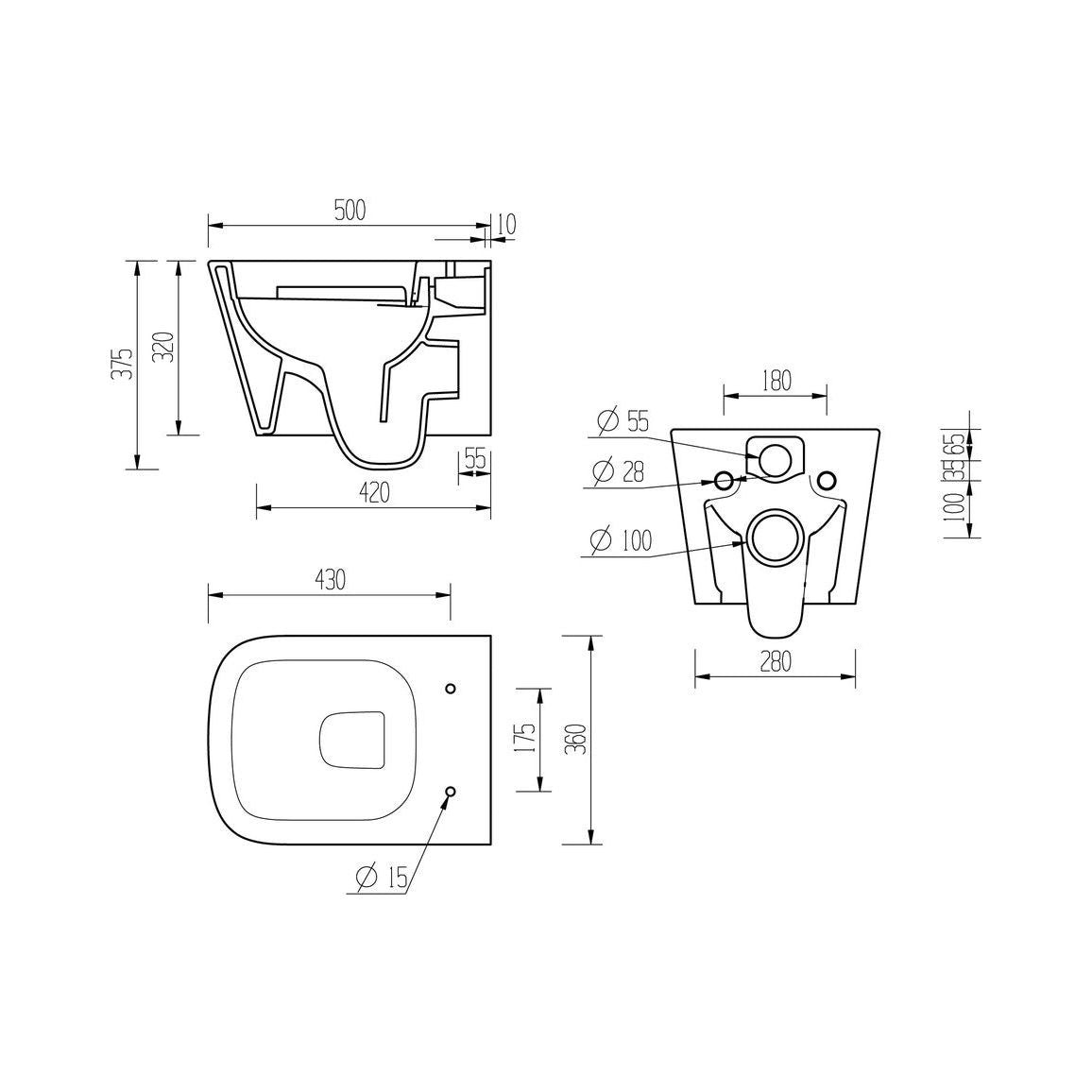 Henshaw Rimless Wall Hung WC & Soft Close Seat