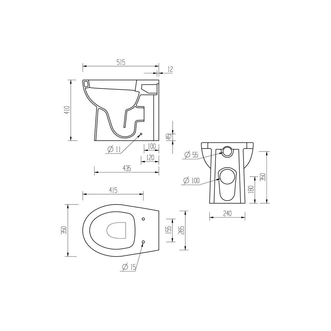 Opobo Back To Wall WC & Soft Close Seat