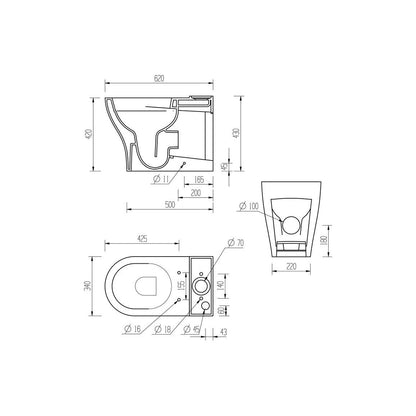 Abba Rimless Short Projection Close Coupled Fully Shrouded WC & Soft Close Seat