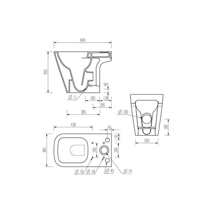 Henshaw Rimless Close Coupled Open Back Comfort Height WC & Soft Close Seat