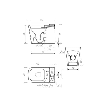 Henshaw Rimless Close Coupled Fully Shrouded Short Projection WC & Soft Close Seat