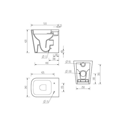 Henshaw Rimless Back To Wall Short Projection WC & Soft Close Seat