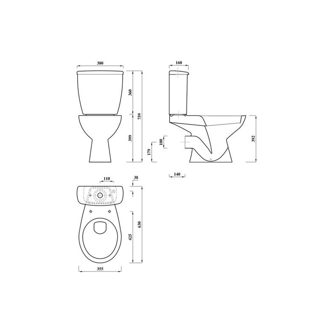 Pepple WC monobloque y asiento de cierre suave