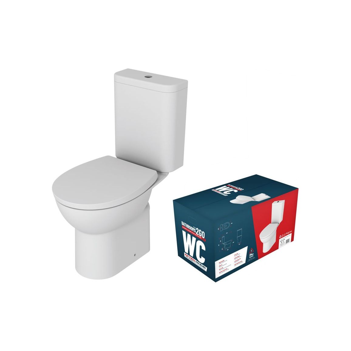 Pepple Close Coupled Rimless WC & Soft Close Seat