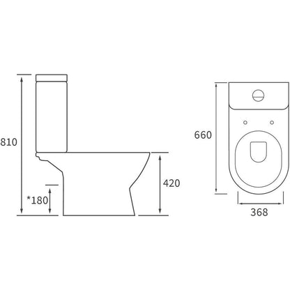 Banham Close Coupled Open Back WC & Soft Close Seat