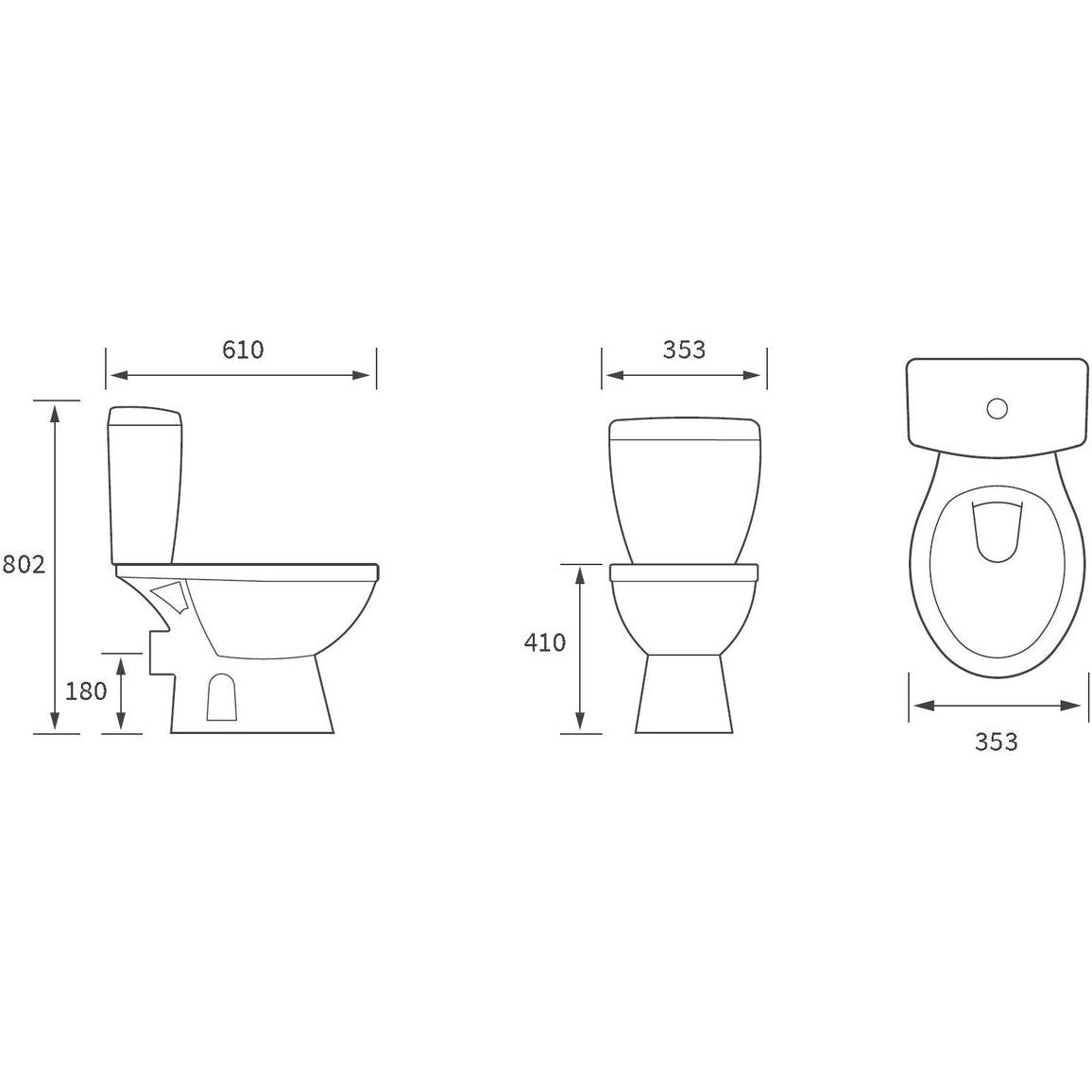 Opobo Close Coupled Open Back WC & Soft Close Seat
