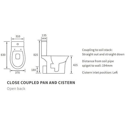 Abana Rimless Close Coupled Open Back WC & Soft Close Seat